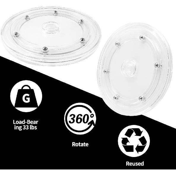 Bivethoi 6 Inch Mini Turntable - Clear Rotating Tray, Acrylic Ball Bearing Turntable Plate for Kitchen, Spice Rack, TV, Laptop, Computer Monitor