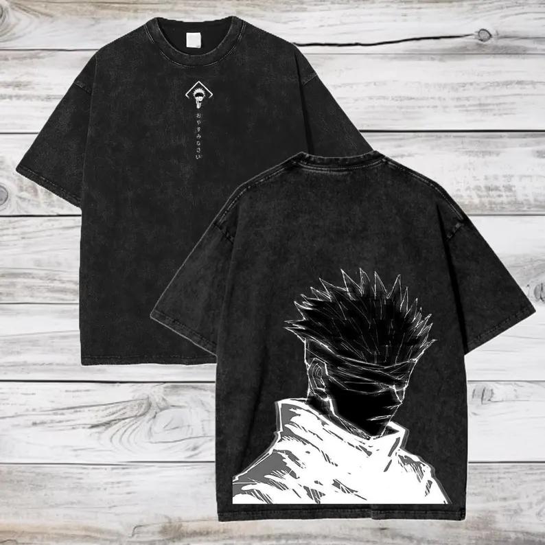 Gojo Satoru Jujutsu Kaisen T Shirt Men Women Tshirt Washed Cotton T-shirt Clothing Summer Short Sleeve Oversized Tees Streetwear