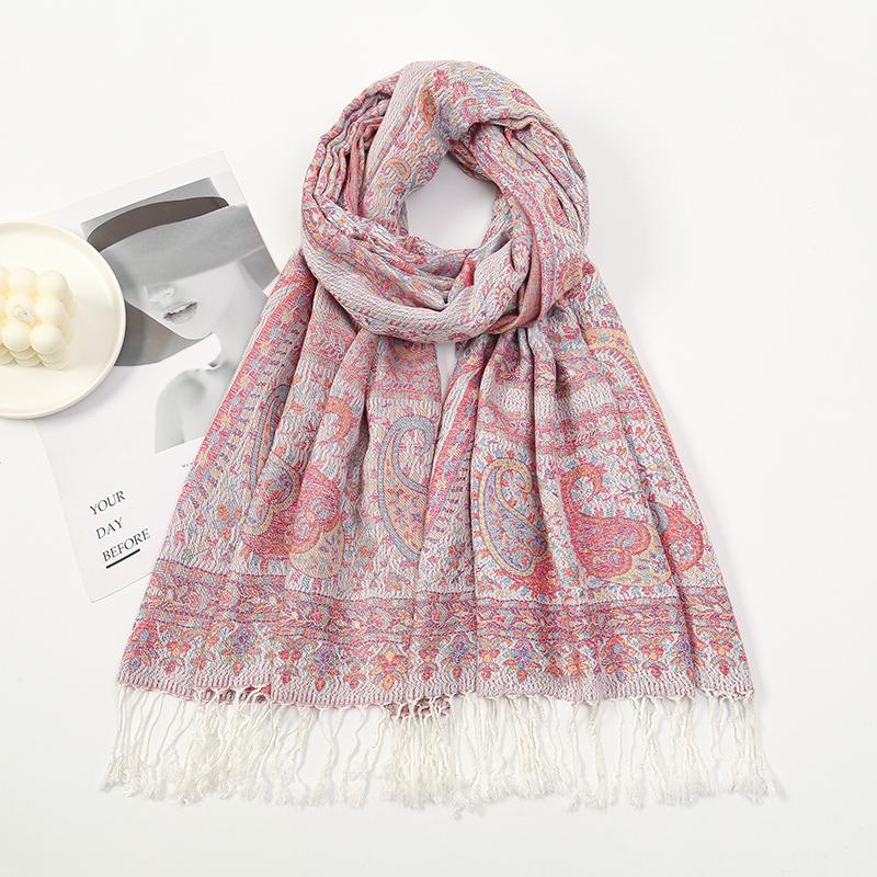 Sciarpa Pashmina Autunnale in Cashmere Donna Avvolgente Calda Sciarpe Invernali Stampa Disegno Foulard Femminile Stole in Cotone Sciarpa