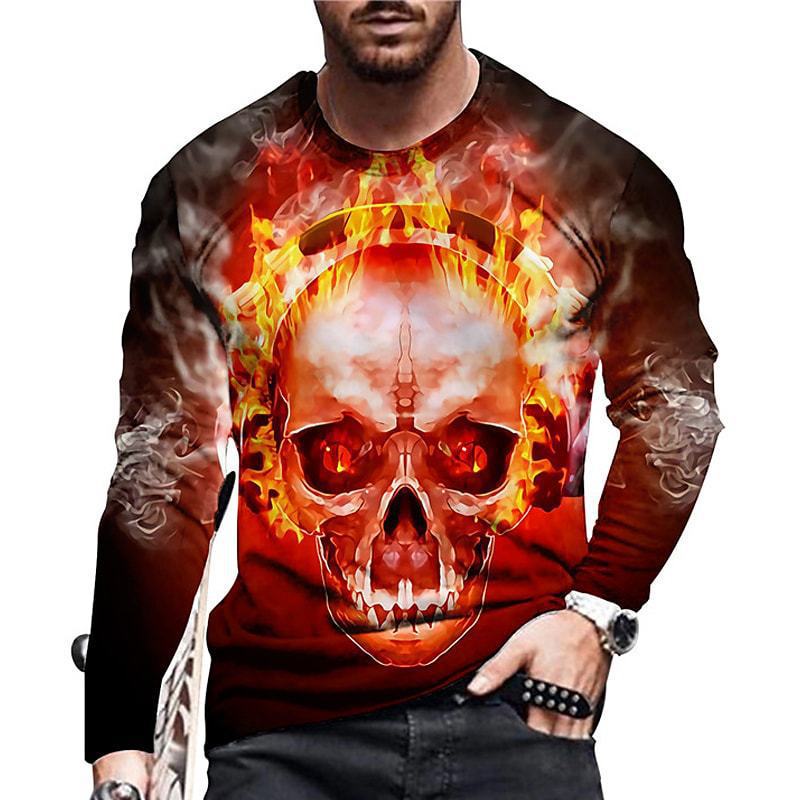Men'S T-Shirt Digital Printing Trendy Fashion Long Sleeve Crew Neck Top