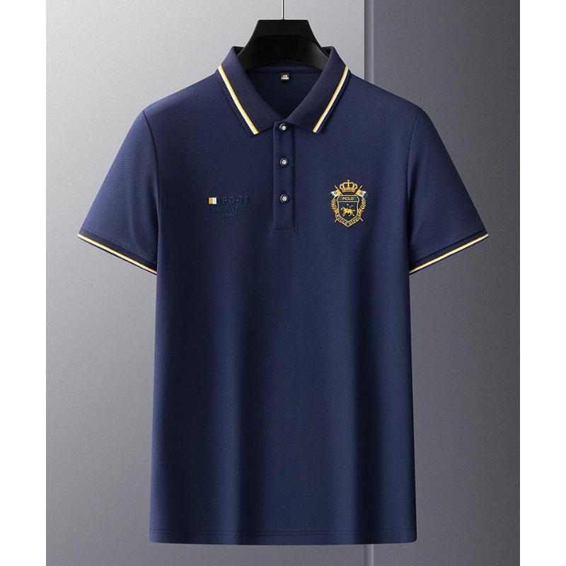 Yaz Kore Moda erkek Polo Gömlek İşlemeli Yaka Yaka Kısa Kollu Üstler