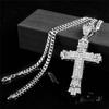 Hip Hop Full Diamond Retro Cross Pendant Necklace Custom Trendy Cool Collarbone Chain Straight Hair