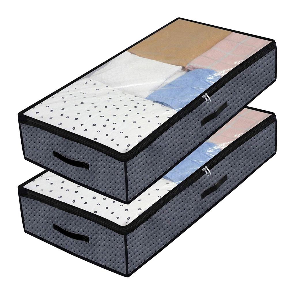 2 x praktische Aufbewahrungstasche, robuste Unterbett-Aufbewahrungsbox für Steppdecken