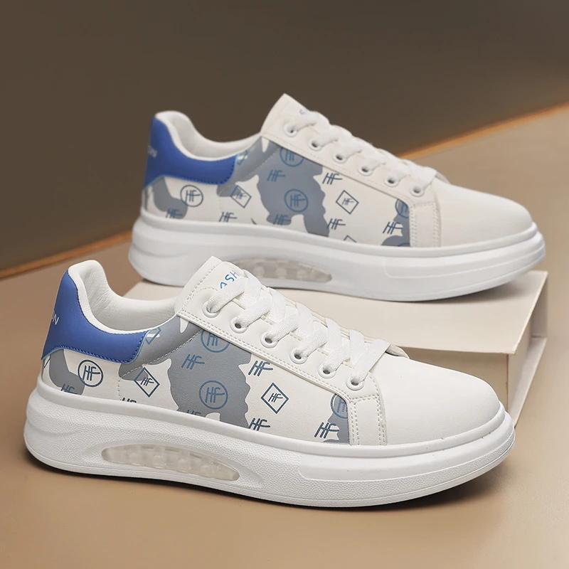 2024 New Men's Shoes Trend Fashion Versatile Thick Sole Comfortable Small White Board Shoes Casual Sports Trendy Shoes Size39-44