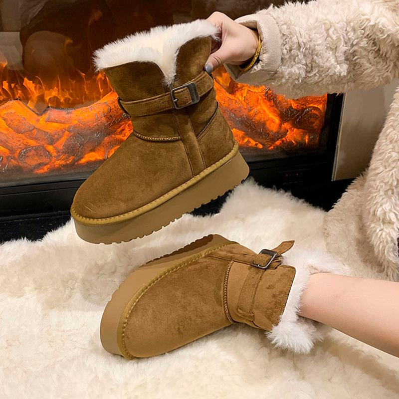 Northeast Thick-soled Snow Boots Women's 2025 Winter New Velvet Thickened Warm Boots Fur Integrated Snow Cotton Shoes