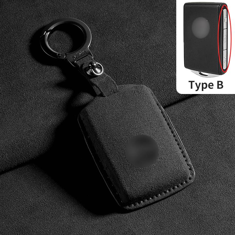In-stock  Full-cover Suede Car Key Fob Case, Suitable for Volvo S60, S90, XC40, XC60, XC90 High Quality Keychain Accessory