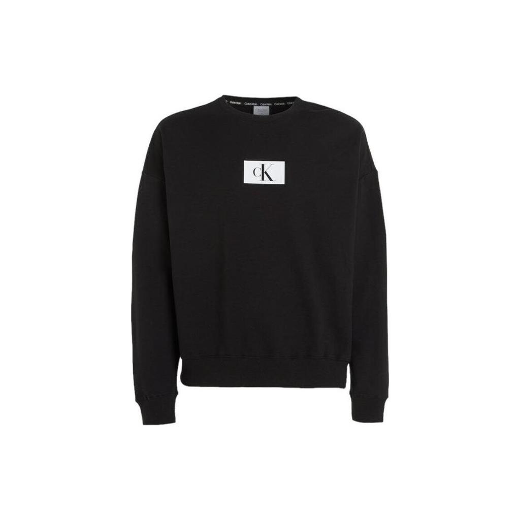 Calvin Klein Letter Print Crew Neck Loose Long Sleeve Sweatshirt Men sweatshirt Black 000NM2415E-UB1