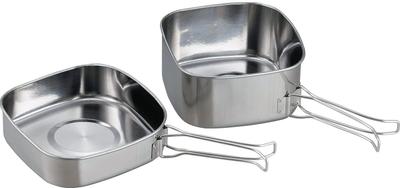 Conjunto de panela quadrada e frigideira portátil Kakusee para acampamento, dobrável para fogo aberto, inclui bolsa GOGO Camp Meshi 2, alça, apenas, GO-11