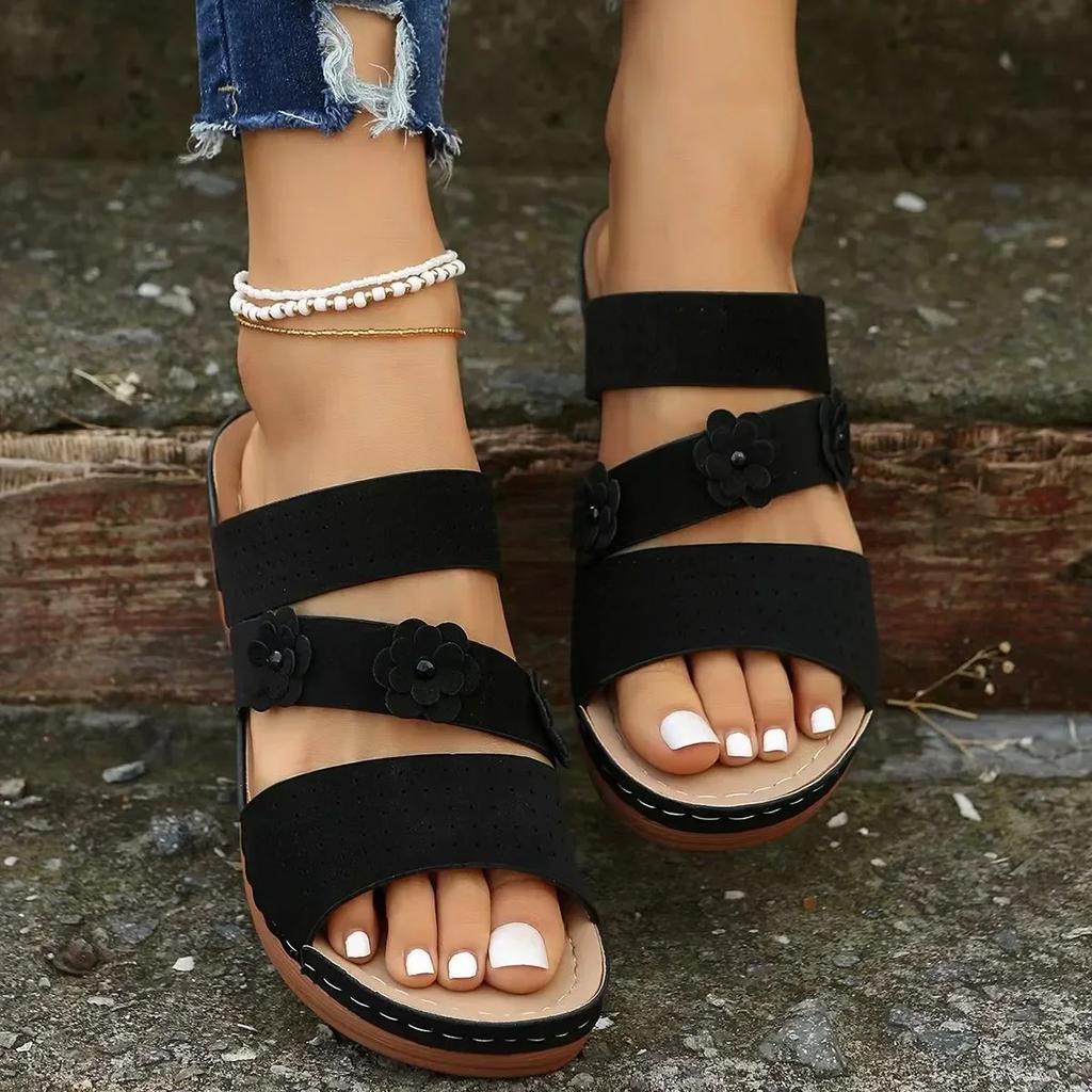 Summer Women Wedge Sandals Premium Orthopedic Open Toe Slippers Vintage Anti-Slip Leather Casual Female Platform Retro Shoes