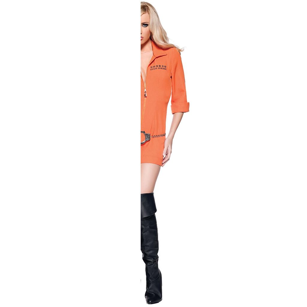 Halloweensky oranžový väzenský kostým, javisková uniforma COSpay európsky a americký sexi kostým policajtky