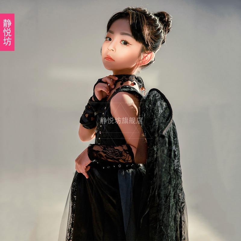 Halloween children's night elf angel dress stage catwalk T-table black devil performance dress