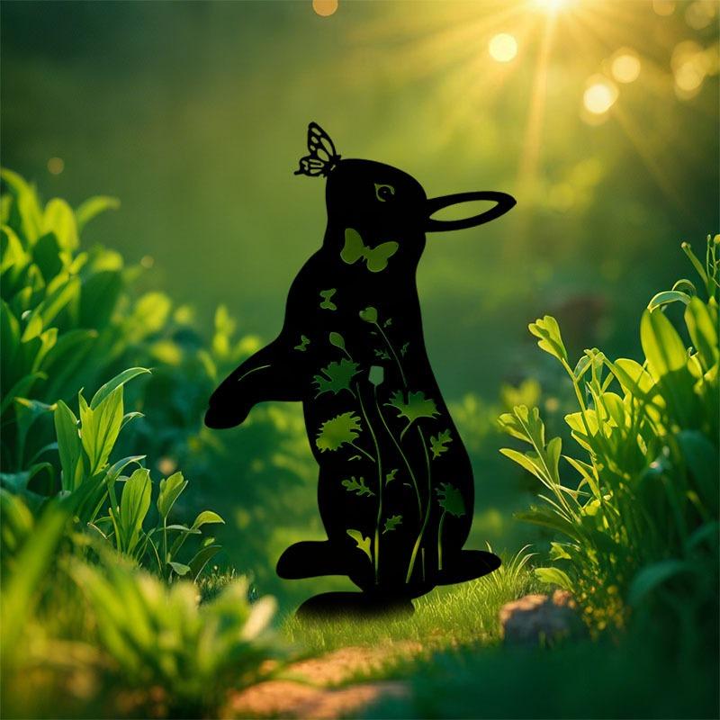 Cat Ground Stake Ornament Ground Plug Outdoor Garden Balcony Art Decoration Metal Crafts