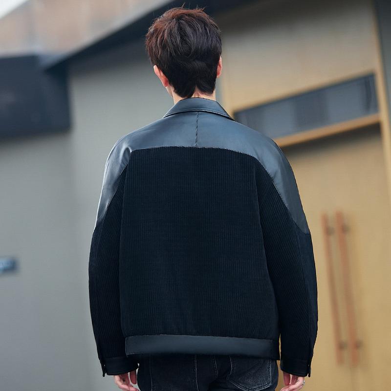 Leather Jacket Men's Jacket Spring and Autumn High Sense Ruffian Handsome Business Casual Tooling Versatile Jacket