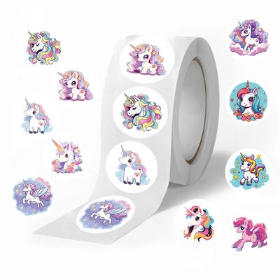 500 Pieces/roll Roll Tape Unicorn Sticker Handbook Material Can Be Decorative Envelope Seal Sticker