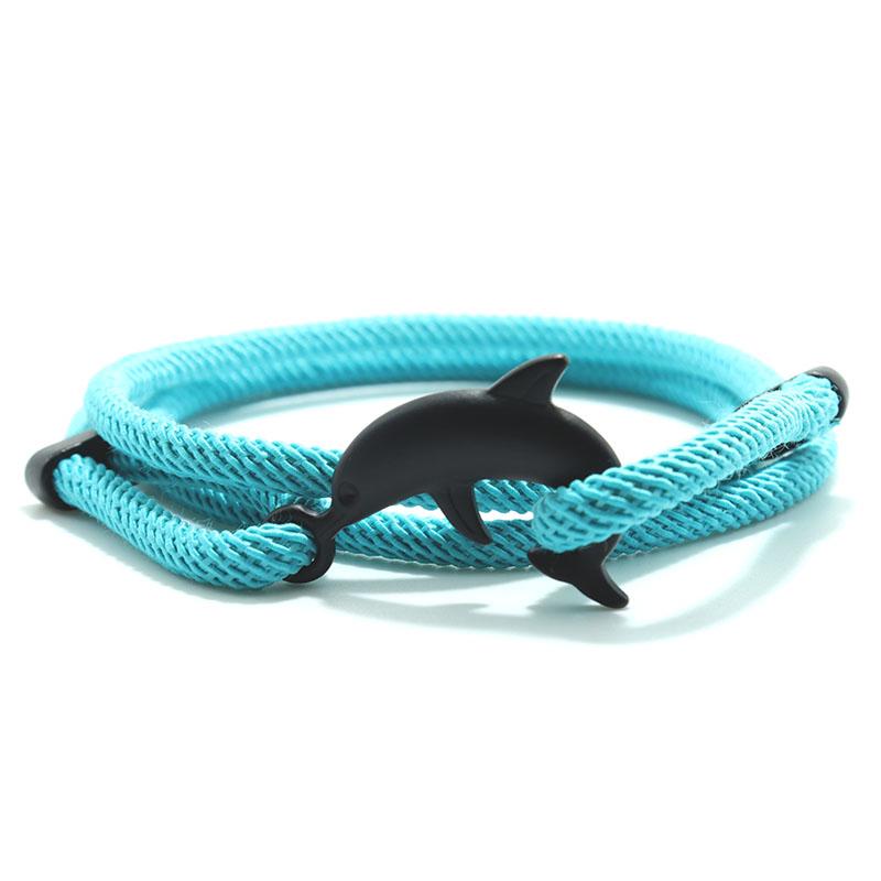 New Dolphin Bracelet Men 4mm Nylon Cord Chain Braclet Homme Bohemia Woven Adjustable Braslet Beach Leisure Accessories Pulseira