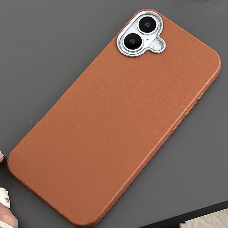 Applicable To iPhone17 Plain Leather Pattern Soft Case Mobile Phone Case Apple 17proMax Simple Apple 17air Anti-drop 16E