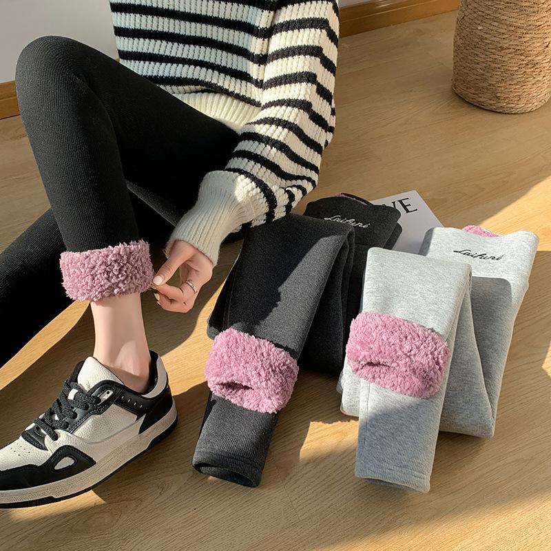 Thickened Lamb Velvet Women's Outer Wear Cloud Velvet Leggings Winter Plus Velvet Thick Warm Pants High Waist Plus Size Women's Cotton Pants