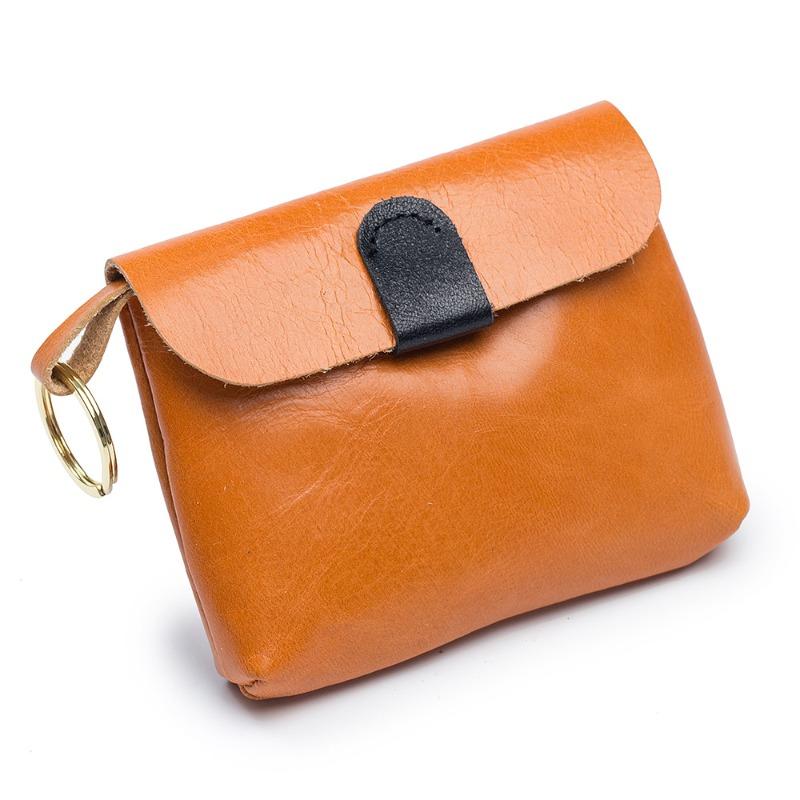 

New European and American retro oil wax leather small change bag storage bag women, ultra-thin key bag ID bag card bag