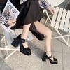 Fashion 2024 New Gothic High-heeled Shoes Women Pumps Korean Version of The Wild Thick with Square Head Retro Mary Jane Women's Shoes