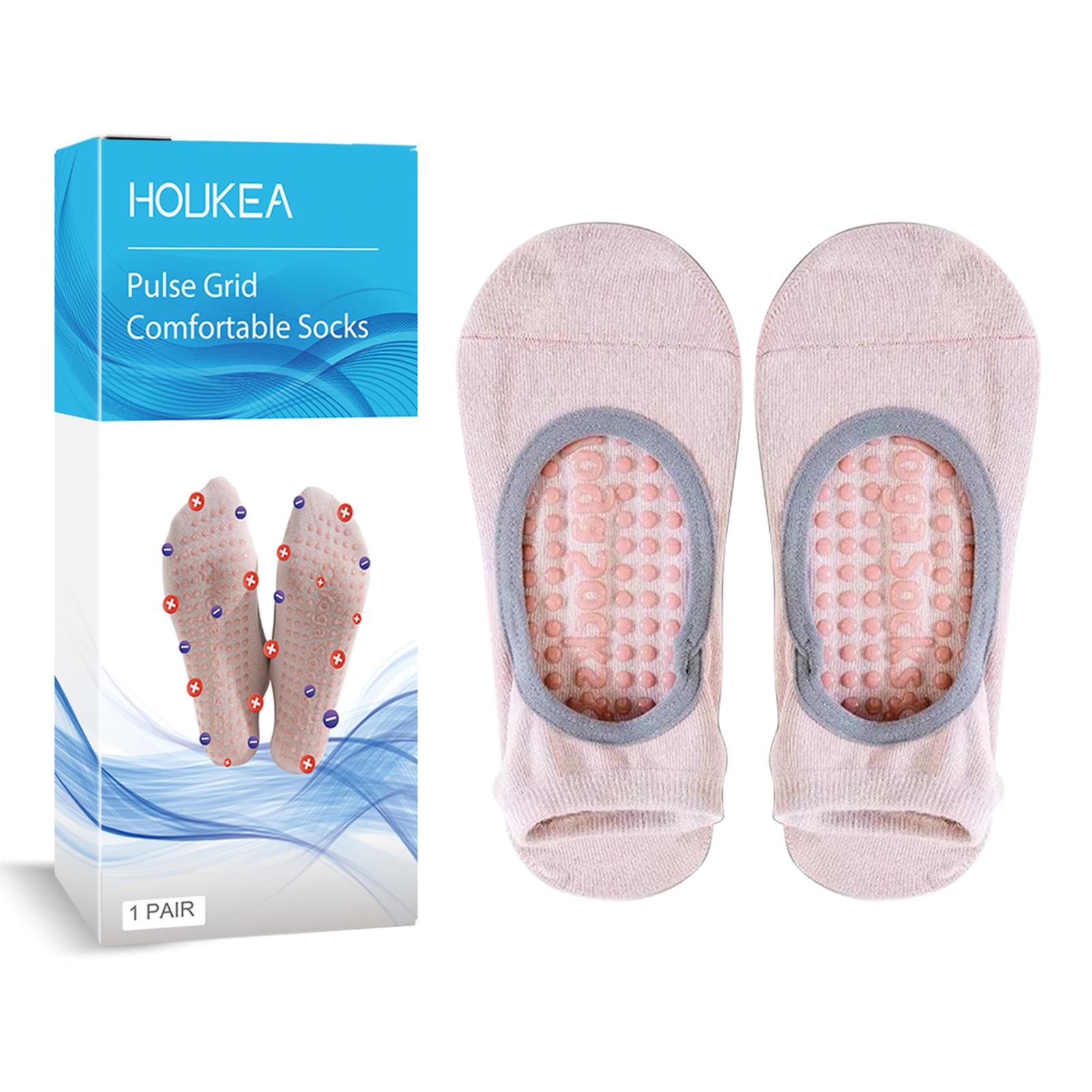 HOUKEA HKB05-A008-1-BU1 1 Pair Yoga Socks Foot Massage Elastic Breathable Non-Slip Fitness Sports Socks A