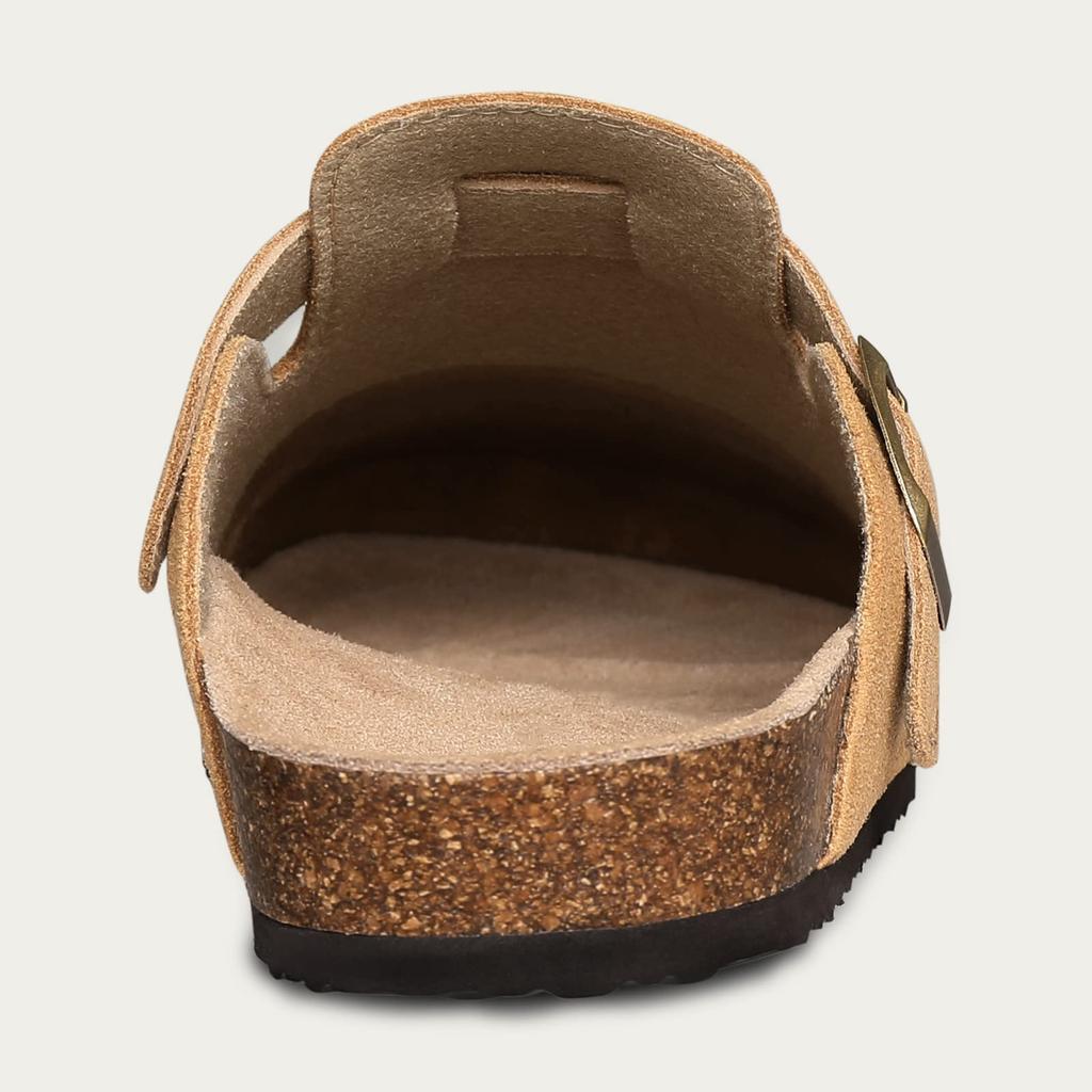 Fashion Comwarm Men Suede Clogs Slippers Classic Cork Footbed Mules Women Cozy Fashion Clogs Shoes With Arch Support Men Beach Sandals