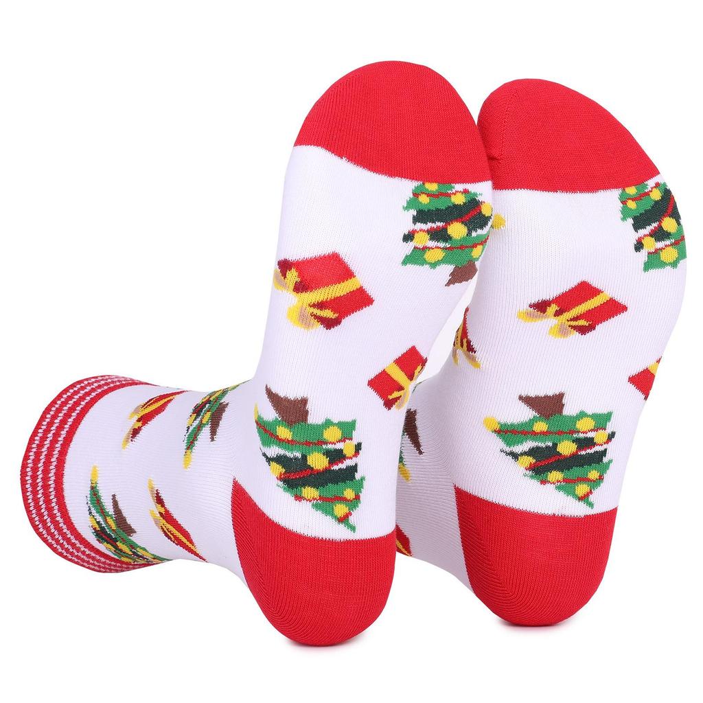 Festive Mid-Calf Christmas Socks - Santa & Elk Design