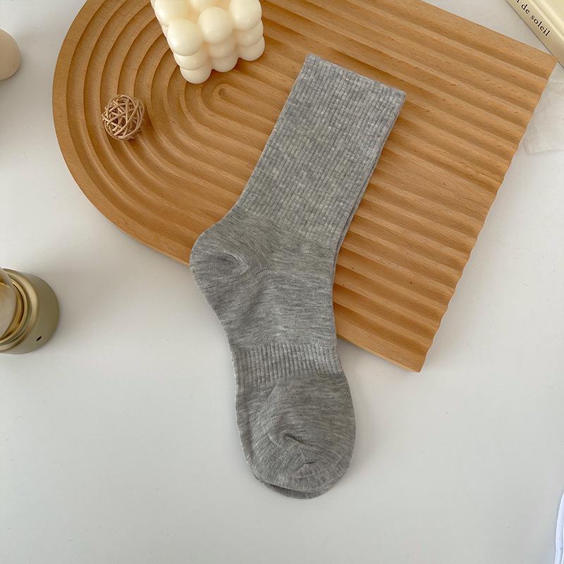 Women's Classic Black & White Non-Slip Cotton Mid-Calf Socks - Breathable & Elastic