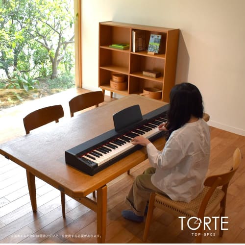 TORTE Digital Piano, 88 Keys, Semi-Weighted Keys, Full Scale, Japanese Language, 128 Voices, Wooden Case, Light Brown, TDP-SP03/LB (Includes Sustain P