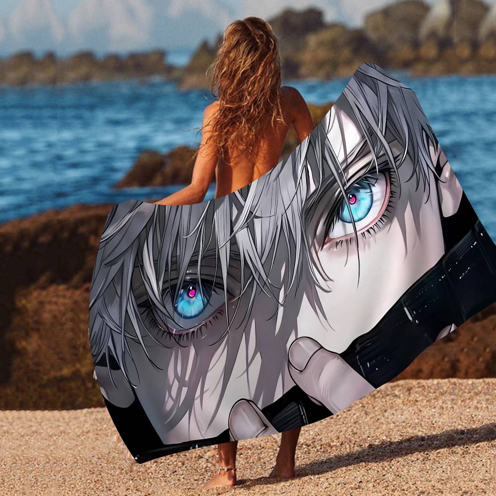 J-Jujutsu K-Kaisen G-Gojo Anime Mikrofaserdecke Schnelltrocknende Strandtücher Übergröße Druck Super Saugfähige Pooldecke