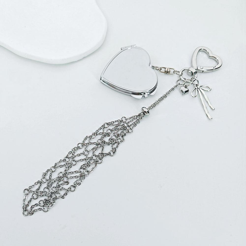 

Custom Logo Y2k Keychain Popular Metal Gold Lipstick Mesh Pouch Keyring Pendant Portable Mirror Protective Key Chain Woman Ring Blank