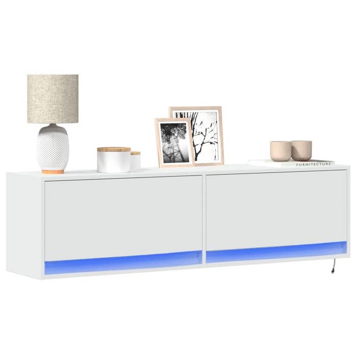VidaXL Wall-mounted TV Cabinet with LED Lights White 140x31x38 Cm, Wall-mounted TV Unit, Floating TV Unit, TV Stand 852369