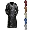 Men's Plus Size Double-Breasted Leather Trench Coat - German Military Style for Autumn/Winter