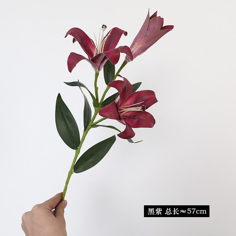 New high-luxury 3D small lily simulation flower, light luxury home decoration 3 lilies
