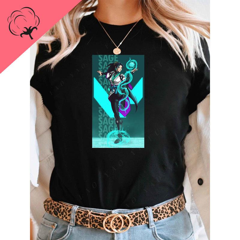 

Famous Game T Shirt Hot Sale Style Valorant Gamer Summer Cotton Unisex Short Sleeve Harajuku Tops Unisex Women Graphic T Shirts S