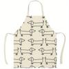 1pc 2D Flat Dachshund Dog Apron Linen Cute Animal Pattern Kitchen Chef Gift Pet Lover Cooking Baking Home Decor Gift