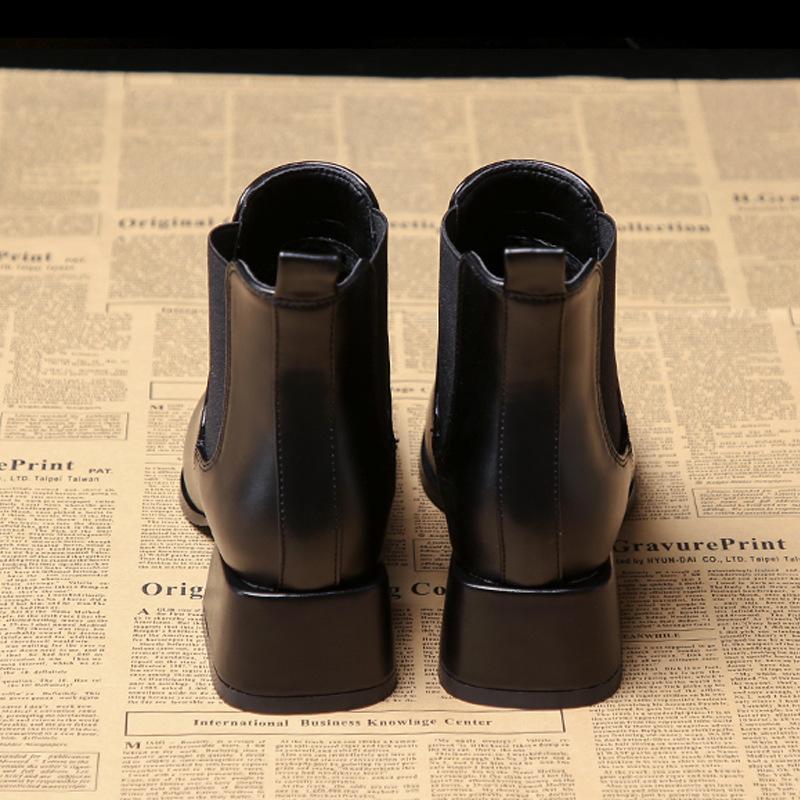 Autumn and Winter New Chelsea Women's Boots Thick-soled British Martin Boots Elastic Thick-heeled Short Boots Black Short Boots