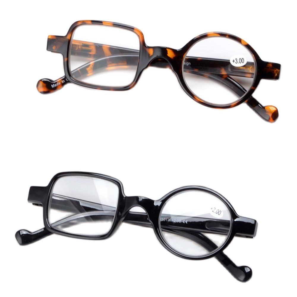 Irregular Personality Retro Glasses Women Men Round Square Frame Eyeglasses Vintage Reading Glasses Strength 1.0x~3.5x Black