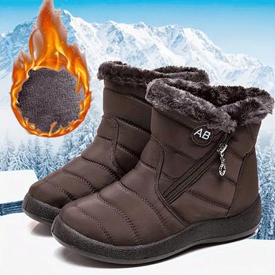 Buty śnieżne damskie Wygodne buty damskie Wodoodporne buty damskie Buty na zamek błyskawiczny Damskie miękkie futro Damskie buty zimowe Botas Mujer