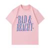 Men's 100% Cotton Crew Neck Short Sleeve T-Shirt, Casual Bad & Beachy Letter Print Palm Sun Pattern Soft Breathable Summer Daily Tees for Beach Vacati