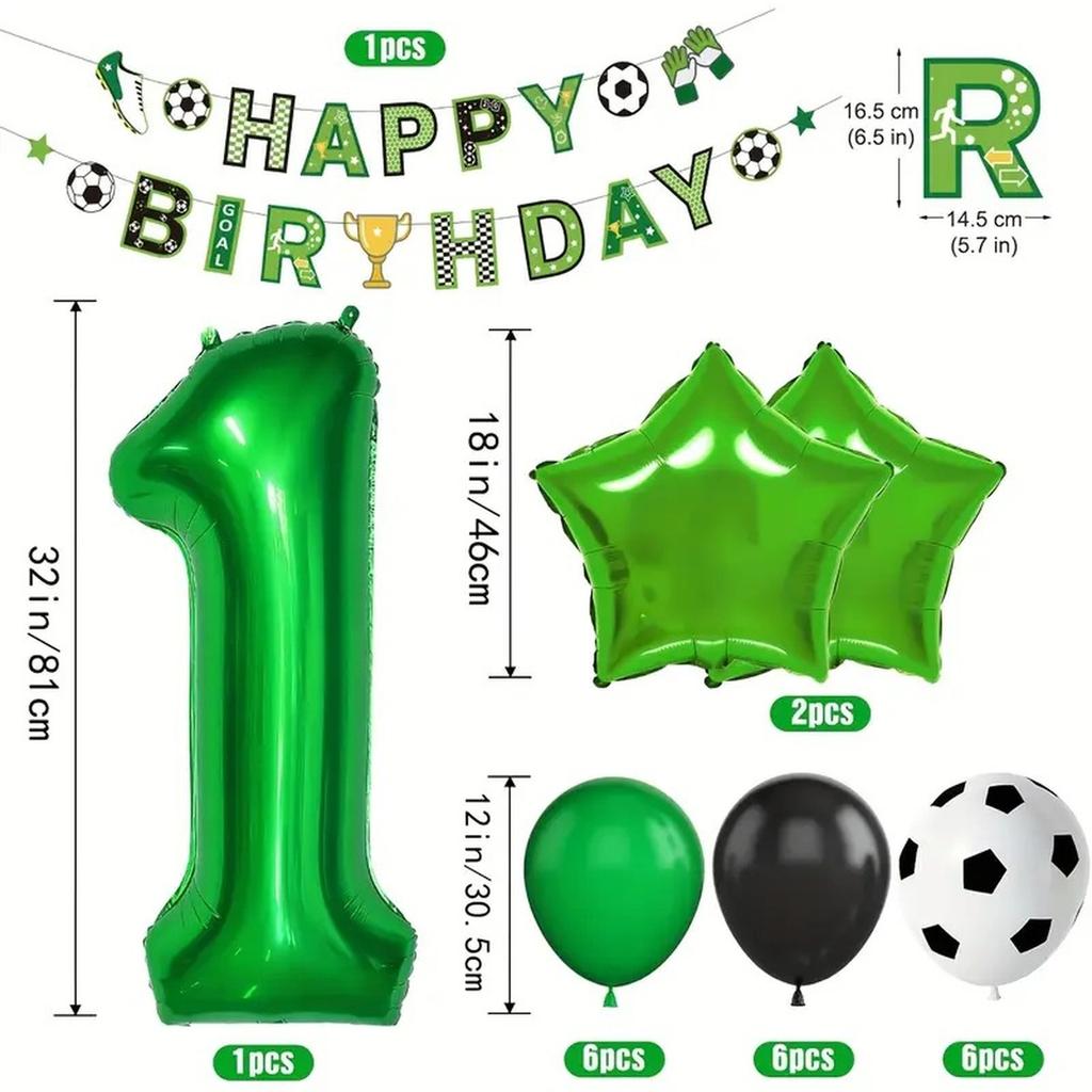 Football Themed Foil Balloon Set Number Balloons Party Decoration Kit Birthday Celebration Accessories Sports Event Supplies