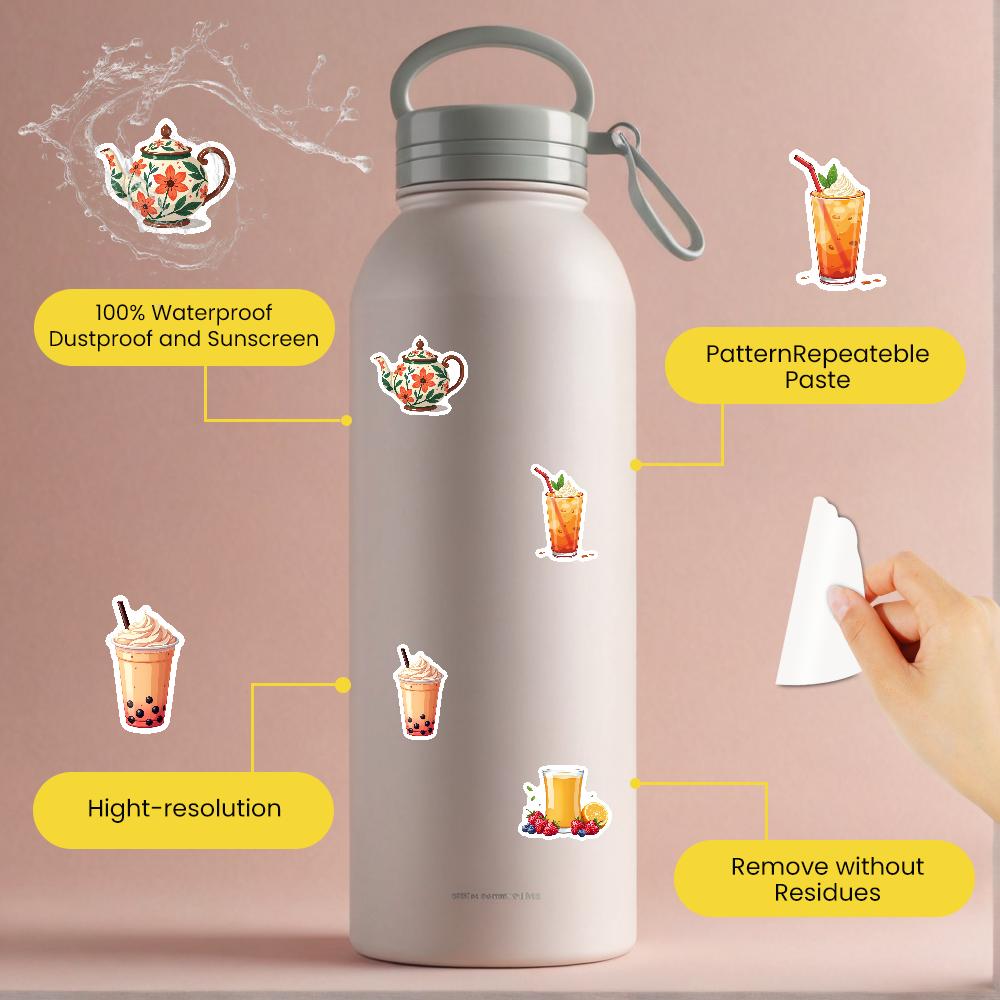 35-70pcs Beverage Dessert Stickers Aesthetic Decals Decoration Phone Luggage Water Bottle Graffiti Sticker School Supplies