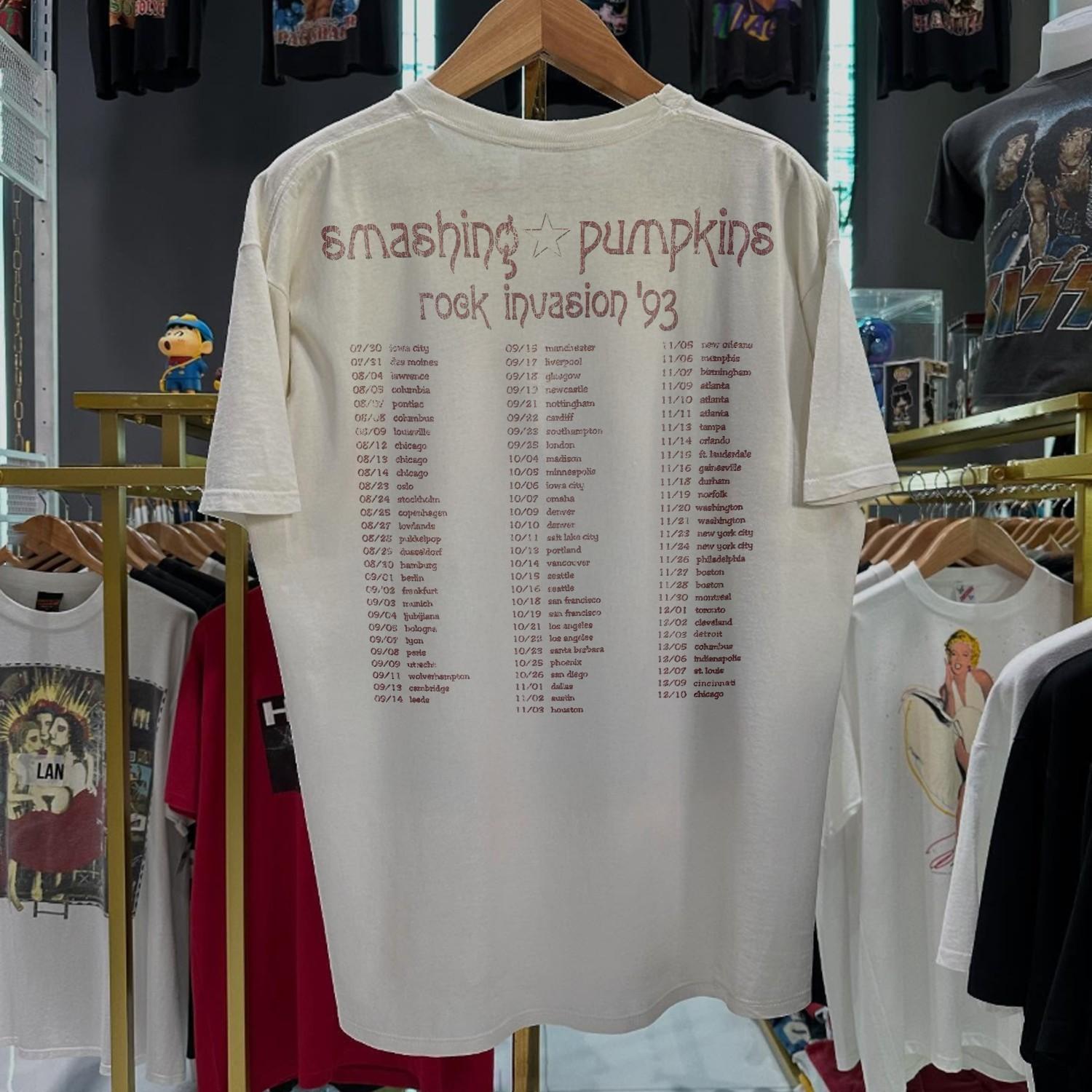 1993 Smashing Pumpkins Rock Invasion Tour Promo Washed T-Shirt White XXL M