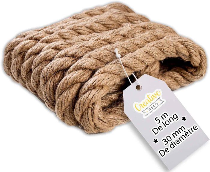 Corde de Jute Epaisseur 30mm - Creative Deco - Ficelle Jardin et Griffoir Chat