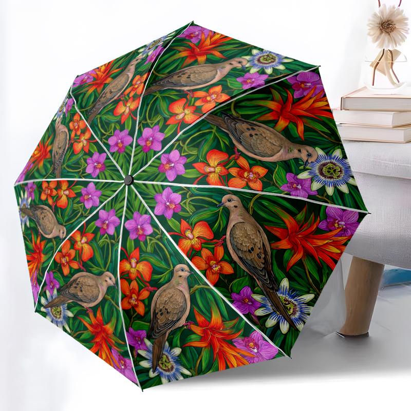 1pc Sturdy 8-Bone Auto Umbrella, Animals Dolphin Penguin Sheep Seahorse Umbrella, Digital Printed, Foldable Umbrella for On-the-Go Outdoor Use