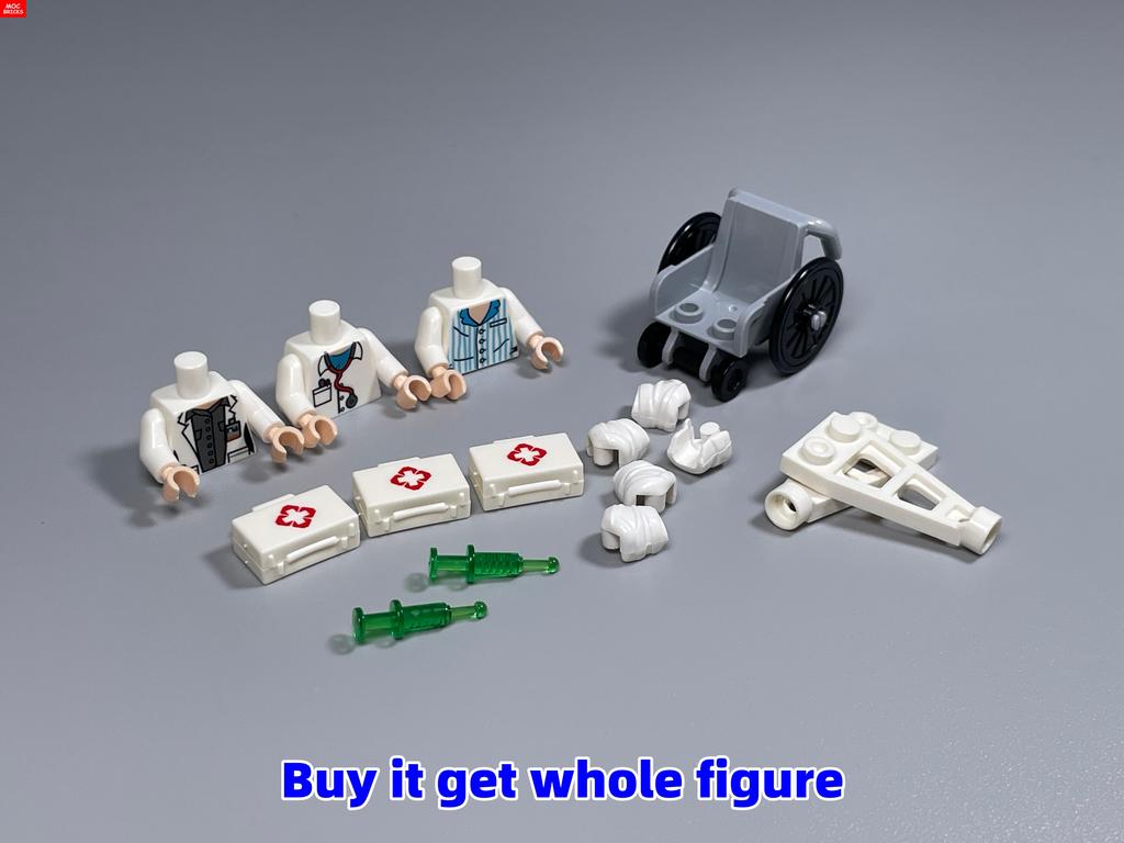 Non-Toxic Moc Bricks Operating Table Doctor Injection Syringe Hospital Emergency Medical Aid Scene Building Blocks Kids Mini Toys