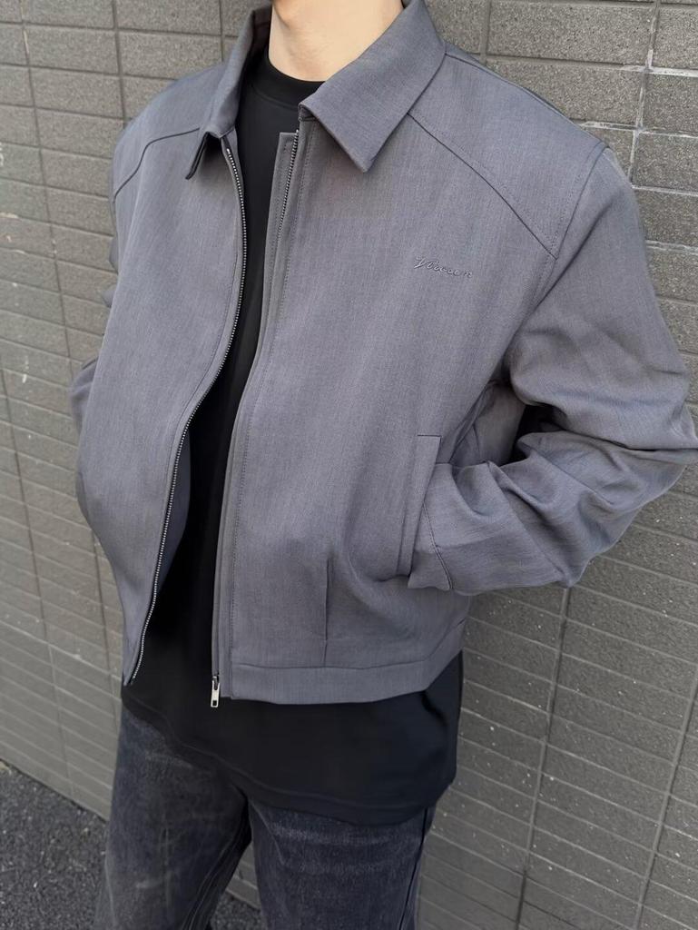 Men's High-End Short Baseball Jacket with Padded Shoulders - 2024 Spring/Autumn Collection