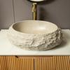50cm Unregelmäßiges Ovales Harzbecken mit Steinmuster, Künstlerischer Stil, Ohne Armatur, Beige Farbe