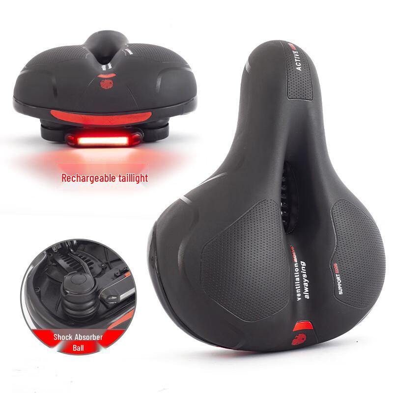 Lishi Padded Bicycle & E-bike Saddle with Tail Light