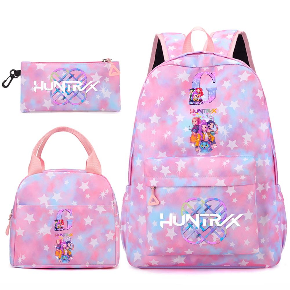 3Pcs/set Cartoon English Letter A-Z Printed Backpack Handbag Pencil Case for Teenger Student Girl Boy Bookbag Travel Bag Gift