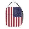 American USA Flag Print Lunch Bag for Women Kids Reusable Tote Bag Cooler Insulated Lunch Box for School Office Work Picnic